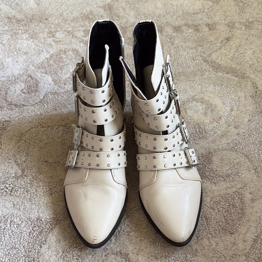 Circus by Sam Edelman White Ankle Booties with Perforated Design
